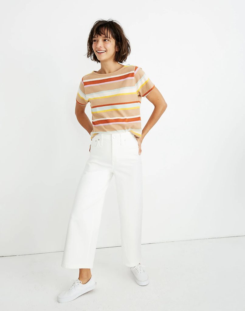 Madewell white jeans are a versatile and chic wardrobe staple that can be paired with various tops, shoes