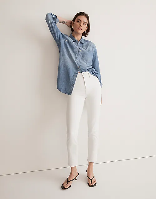 Madewell white jeans are a versatile and chic wardrobe staple that can be paired with various tops, shoes