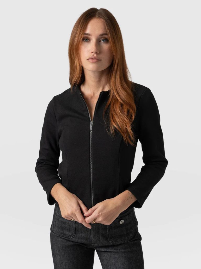 Women's black jacket is a versatile and timeless wardrobe essential that can elevate any outfit with its sophistication and edgy appeal.