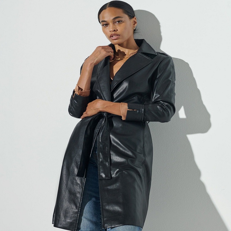 Leather trench coat womens