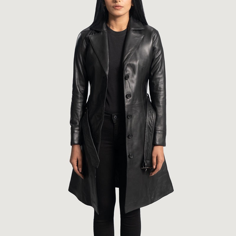 Leather trench coat womens