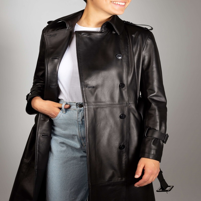 Leather trench coat womens