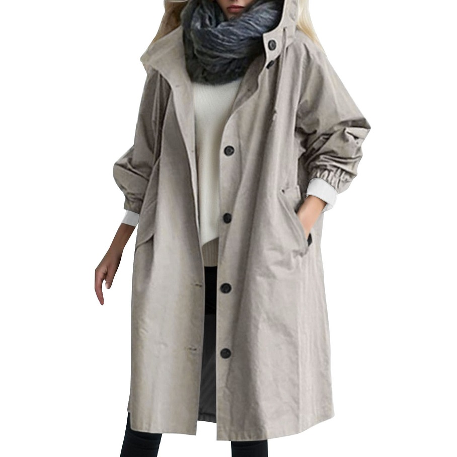 Women's trench coat with hood