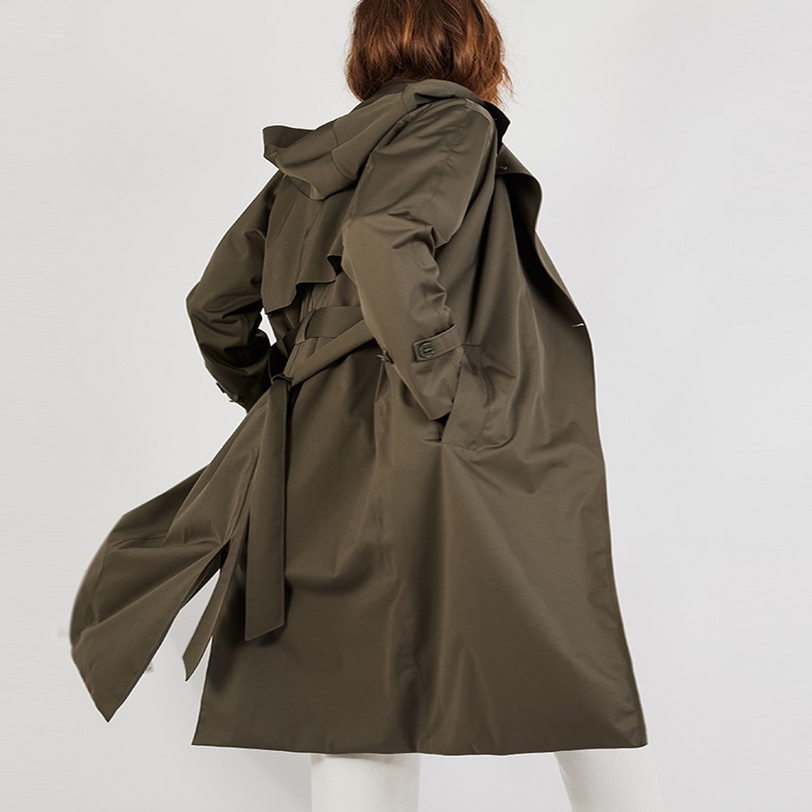 Women's trench coat with hood