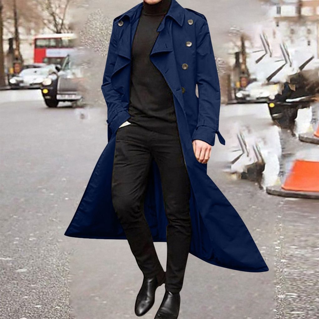 Navy blue trench coat