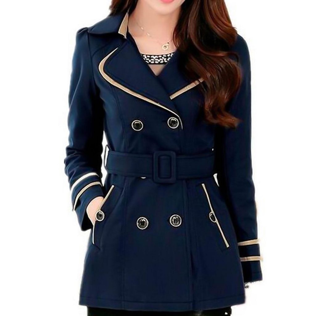 Navy blue trench coat