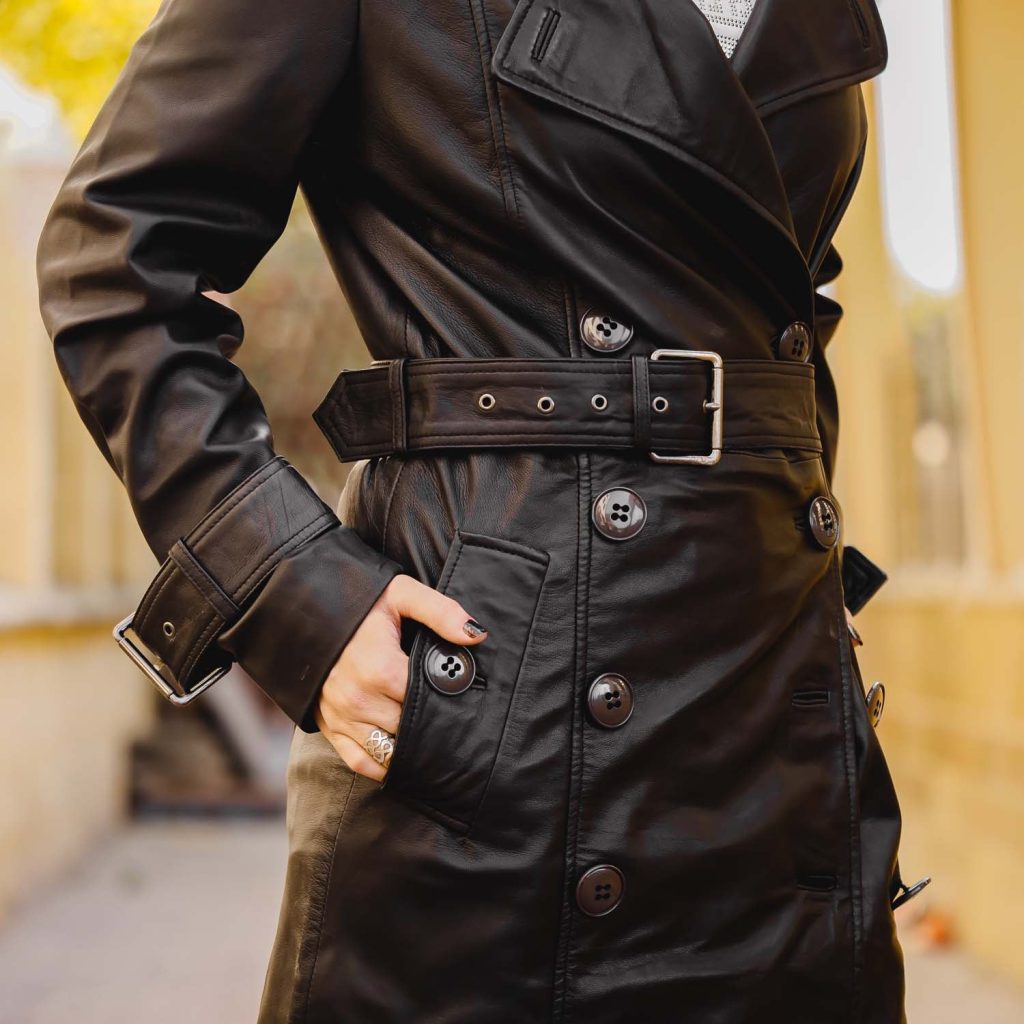 Womens leather trench coat