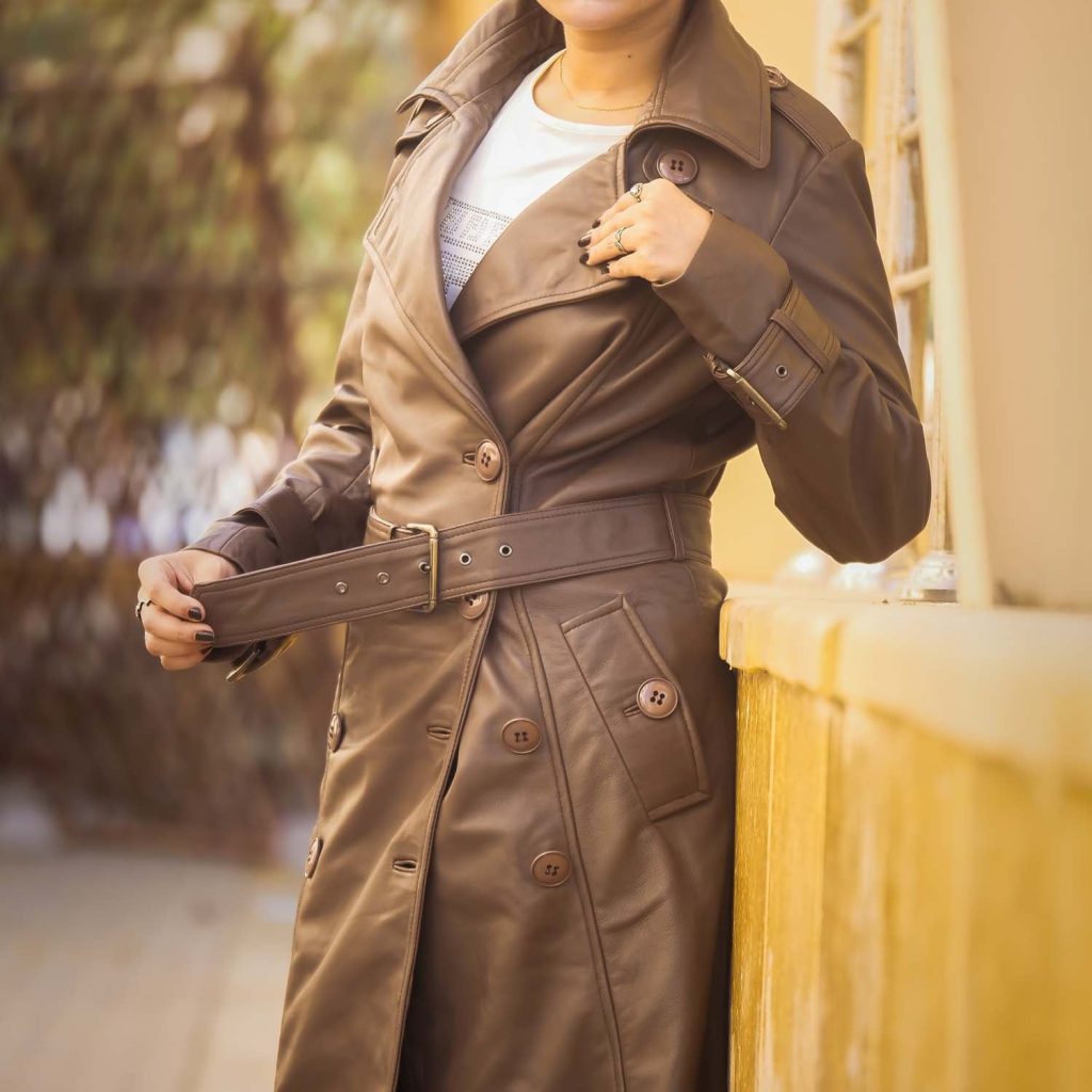 Womens leather trench coat