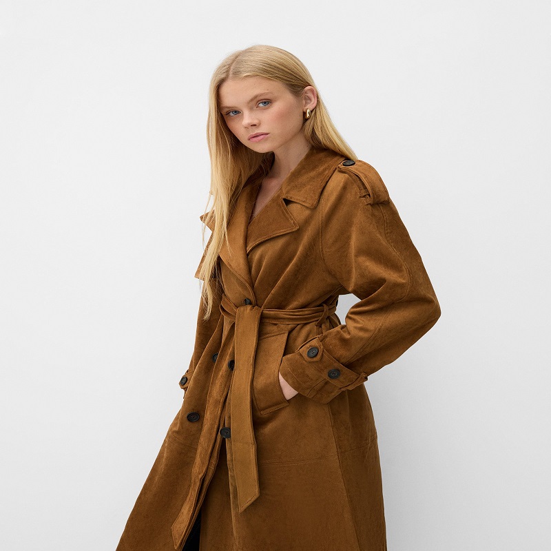 Suede trench coat