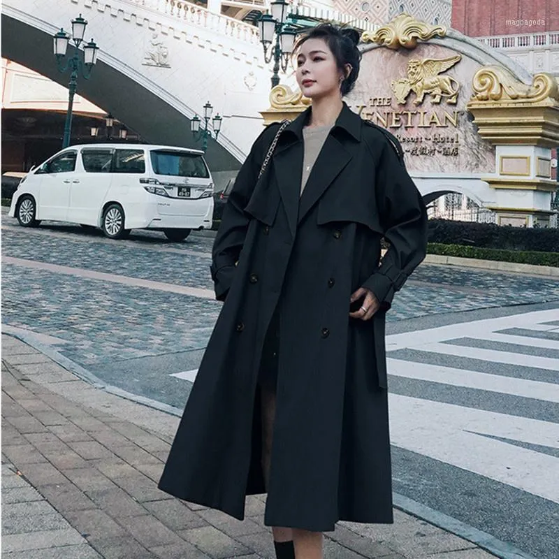 Womens black trench coat