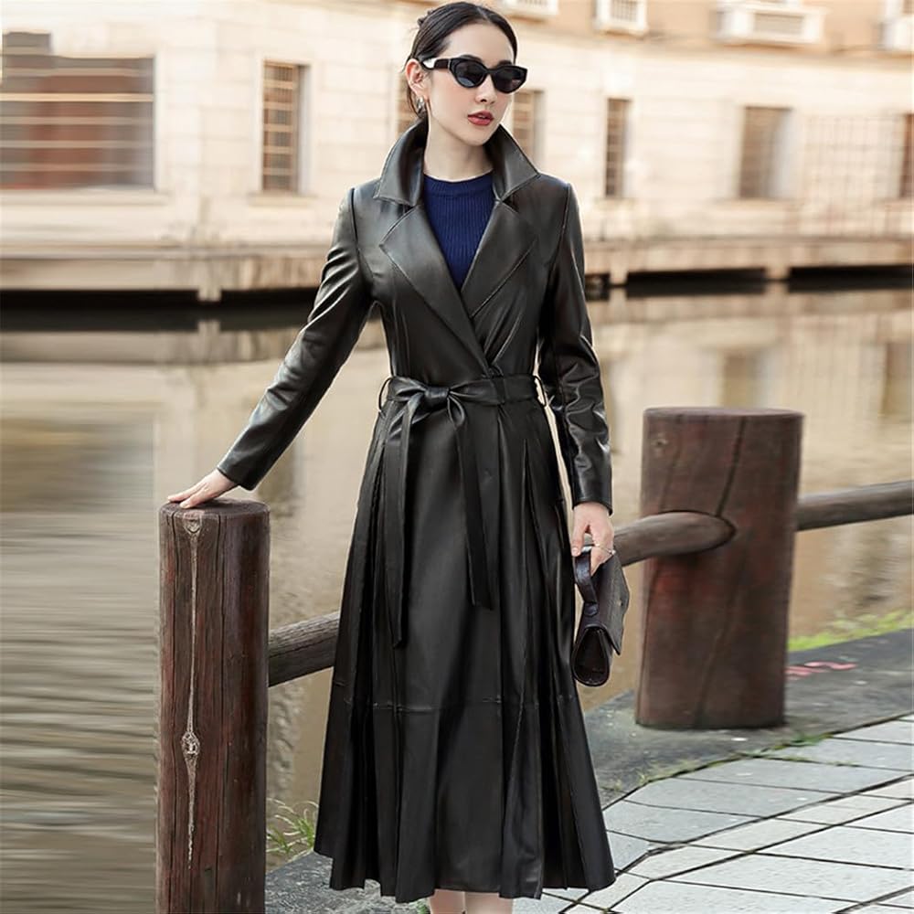 Womens leather trench coat