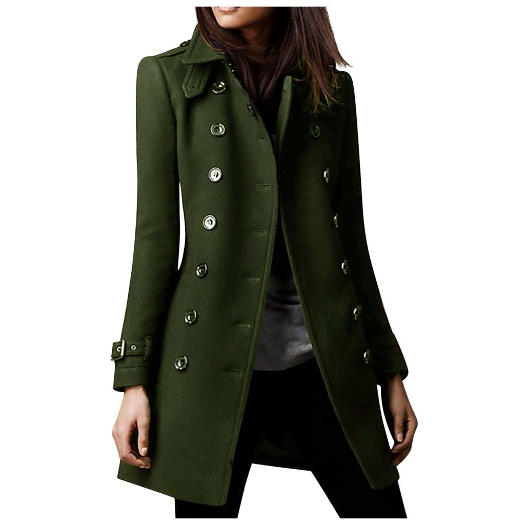 Green trench coat womens