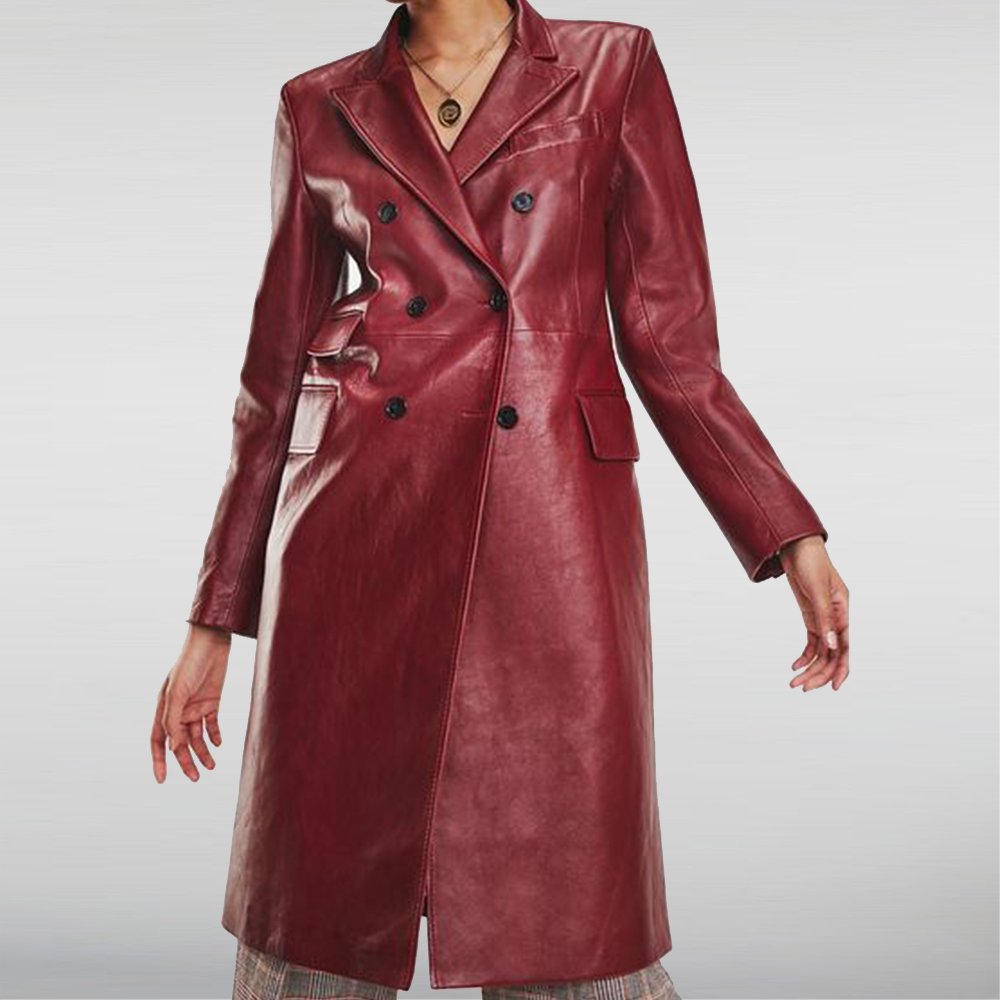 Burgundy trench coat