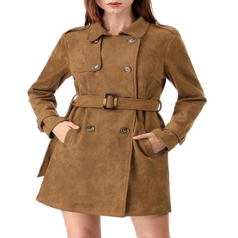 Suede trench coat