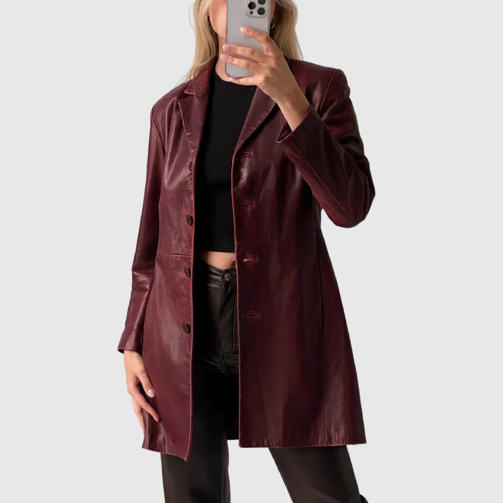 Burgundy trench coat