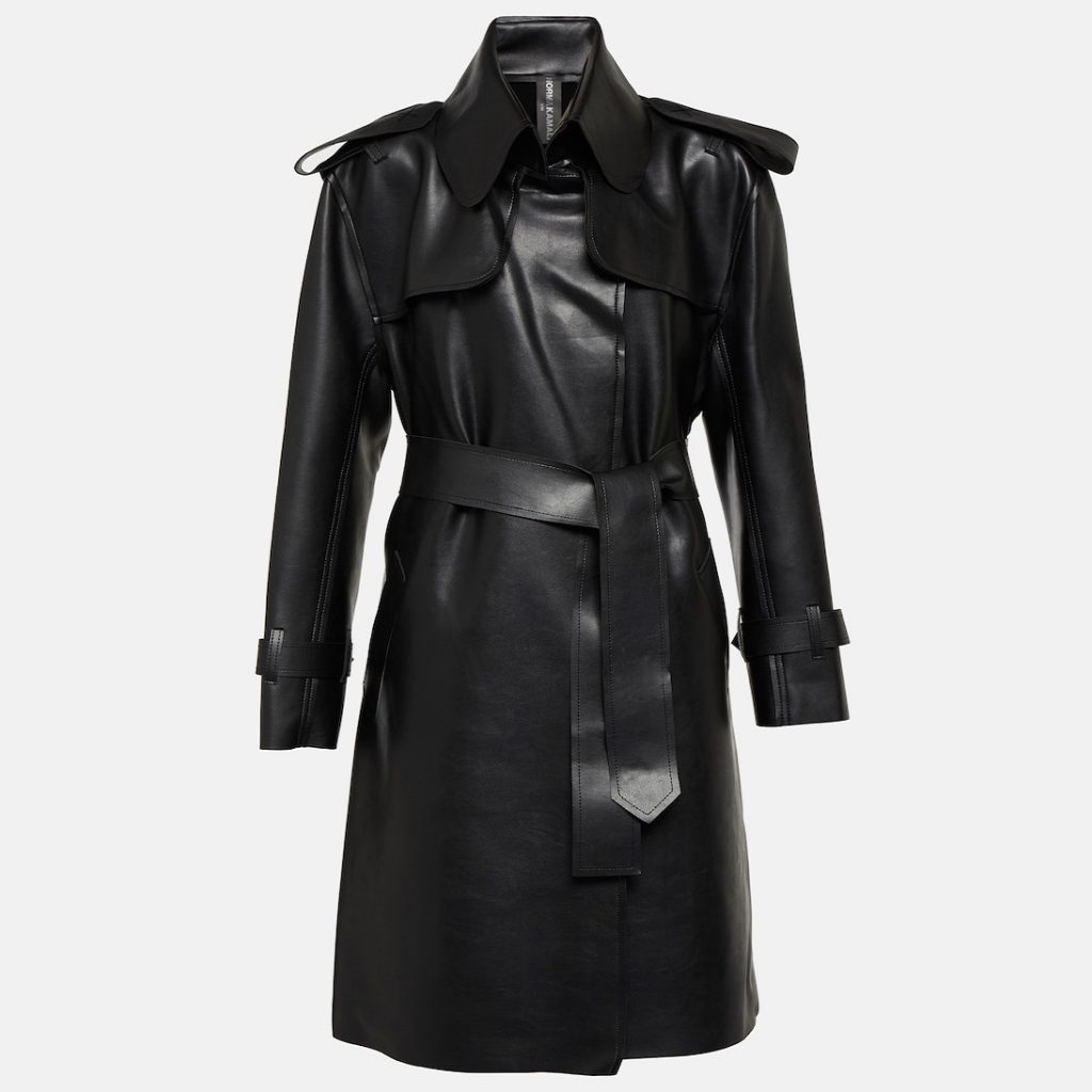 Faux leather trench coat