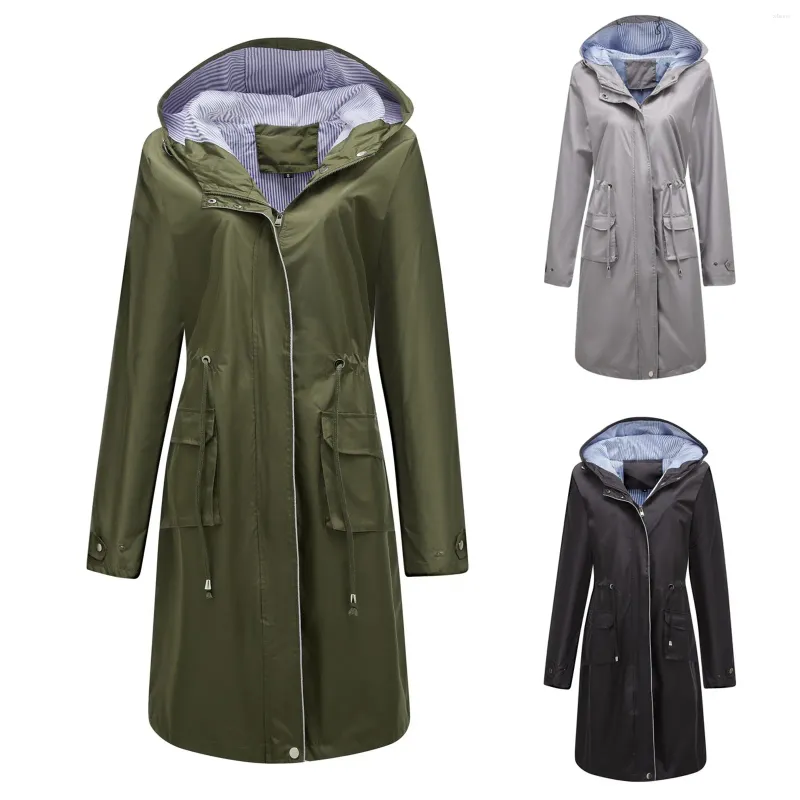 Waterproof trench coat with hood