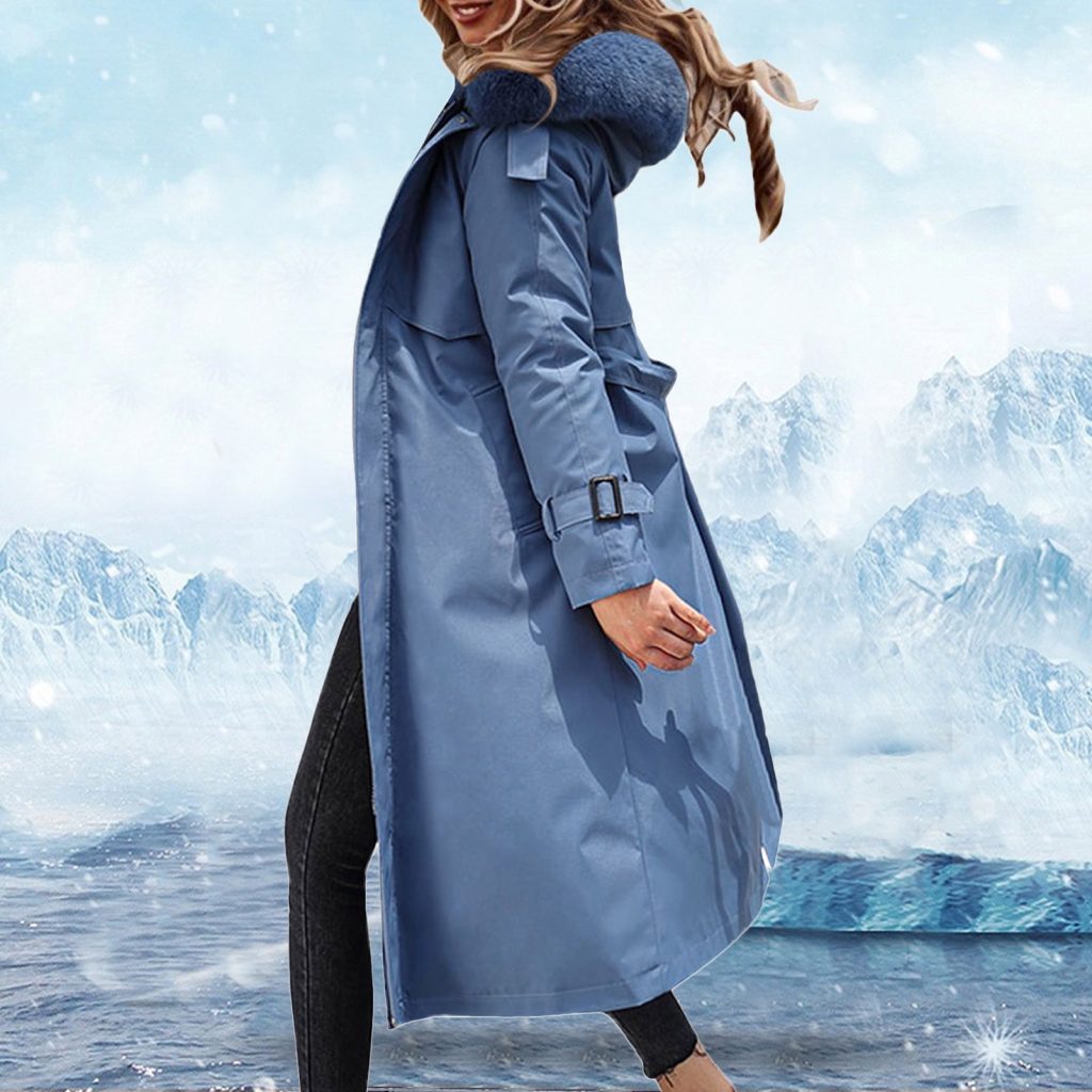 Blue trench coat womens