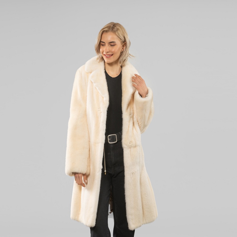 cream fur coat