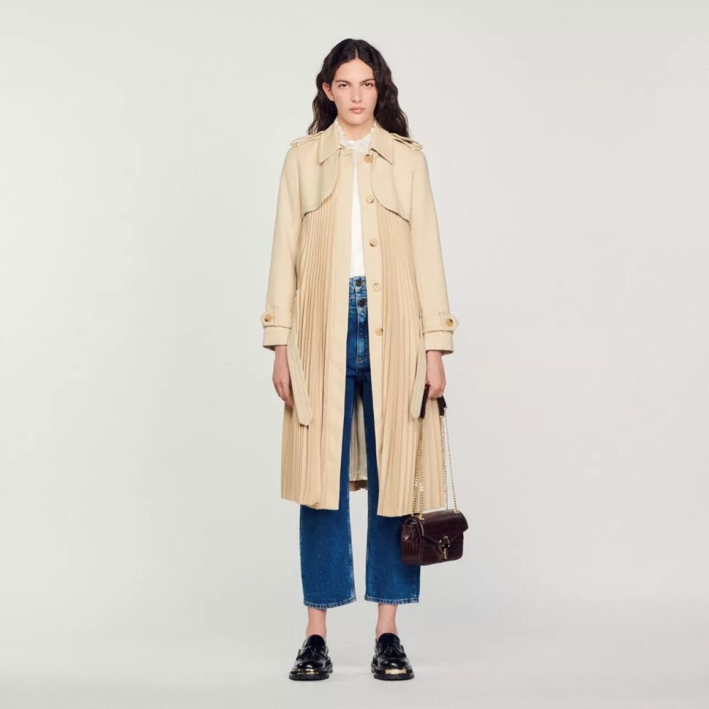 pleated trench coat