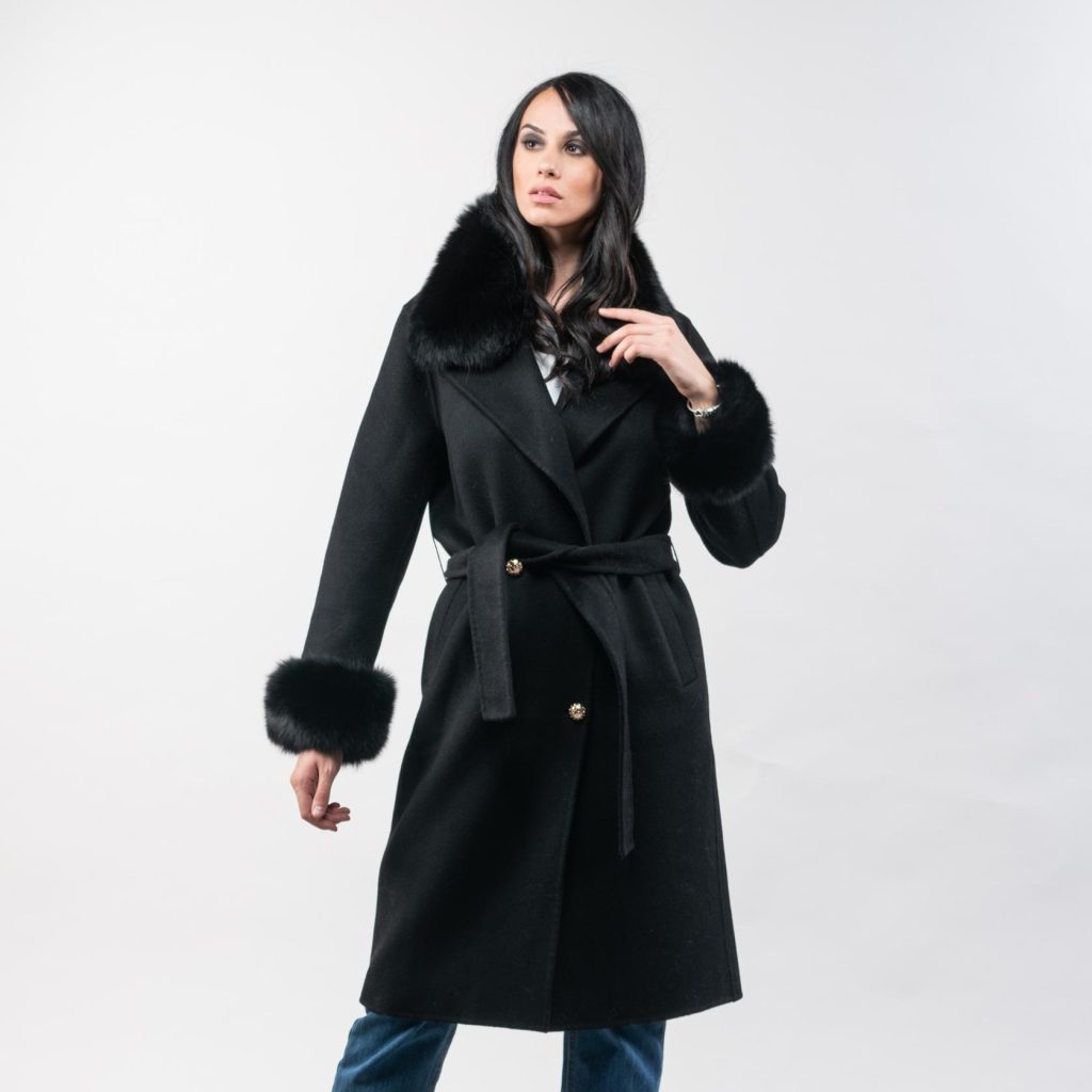 black coat with fur hood