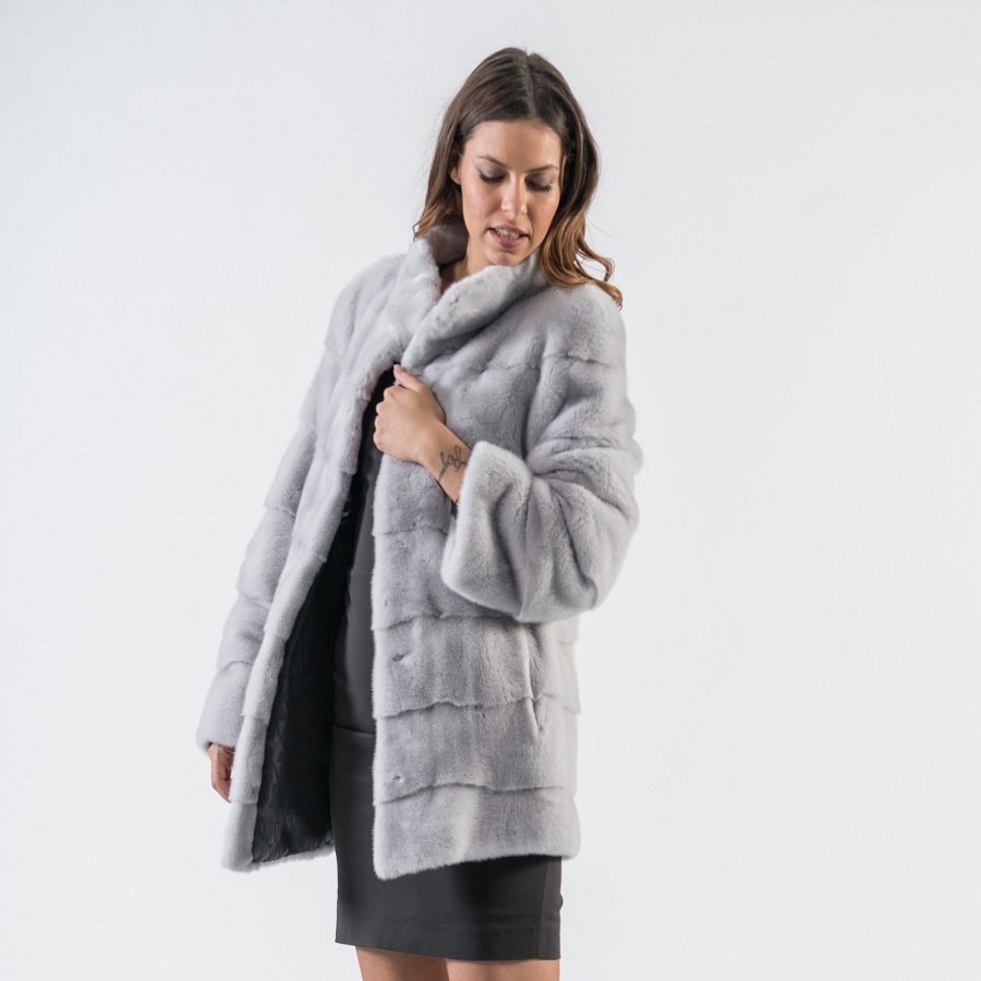 grey fur coat