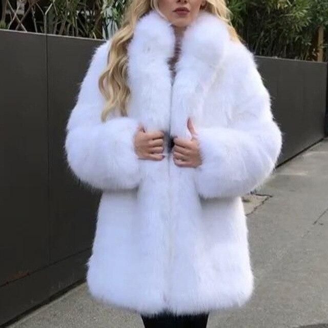 long white fur coat