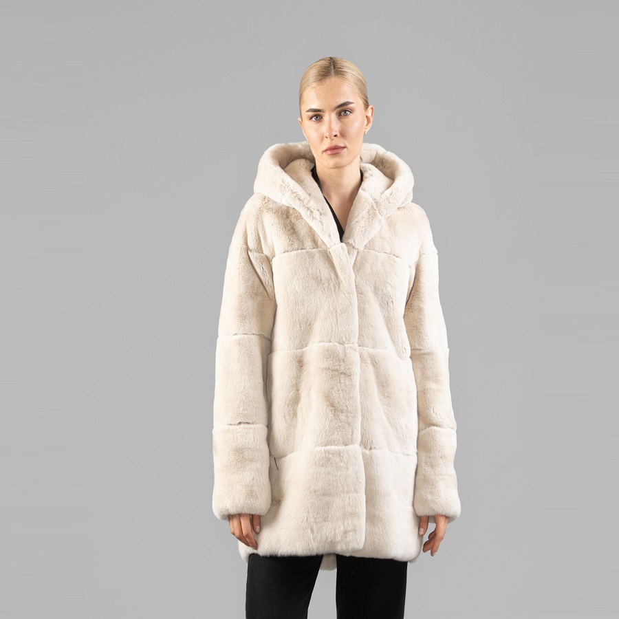 cream fur coat