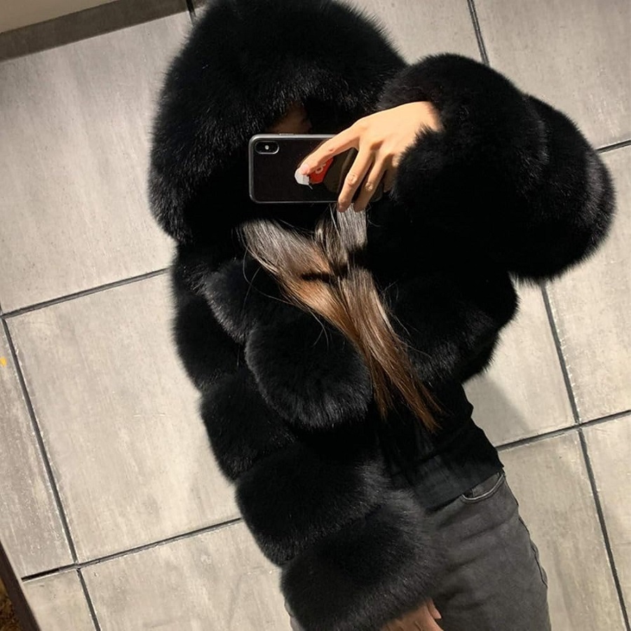 black fur coat