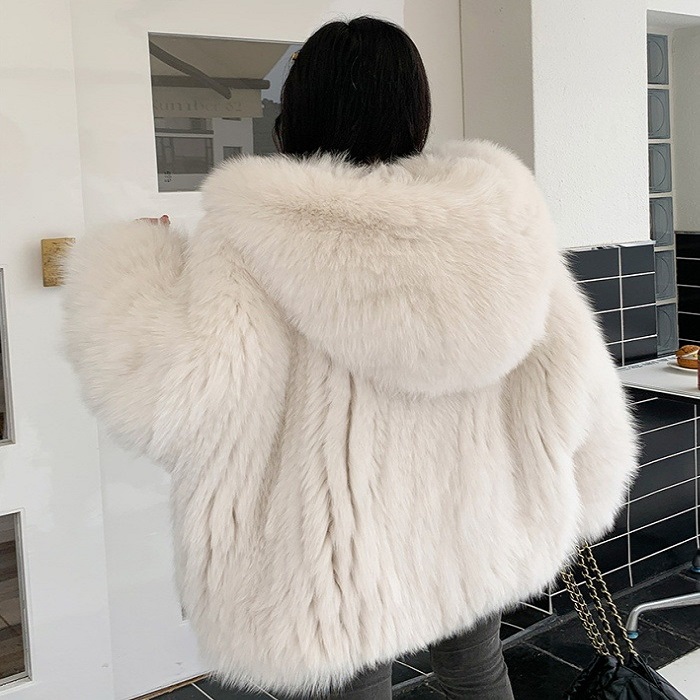 long white fur coat