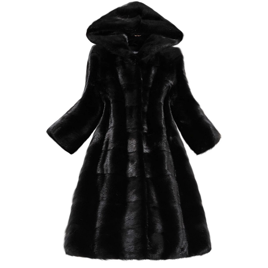 long black fur coat