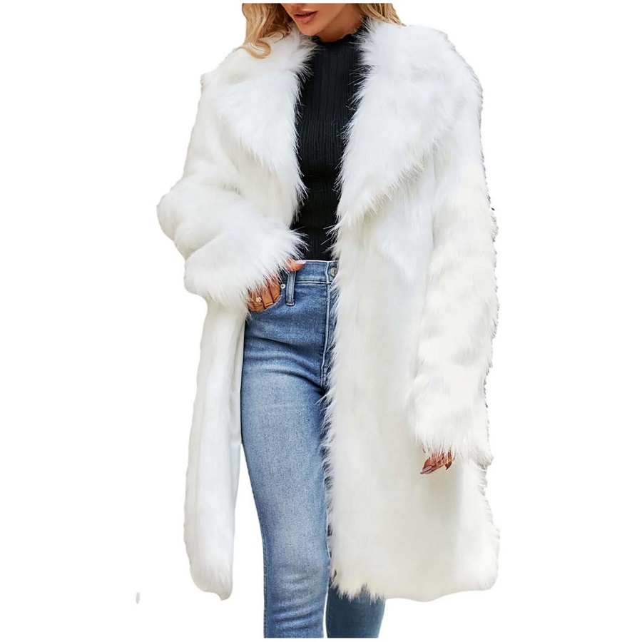 white faux fur coat