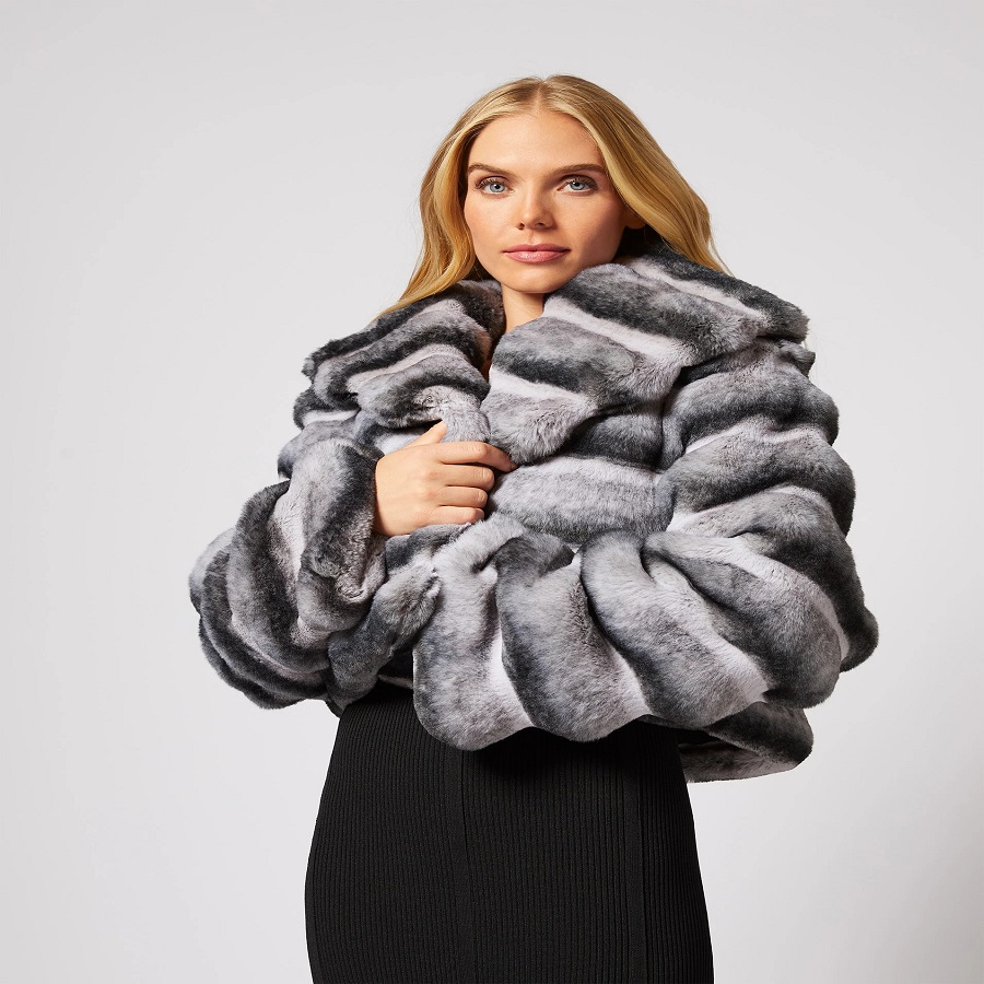 grey fur coat