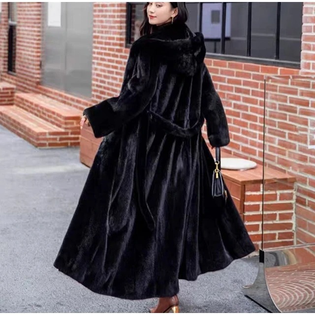 long black fur coat