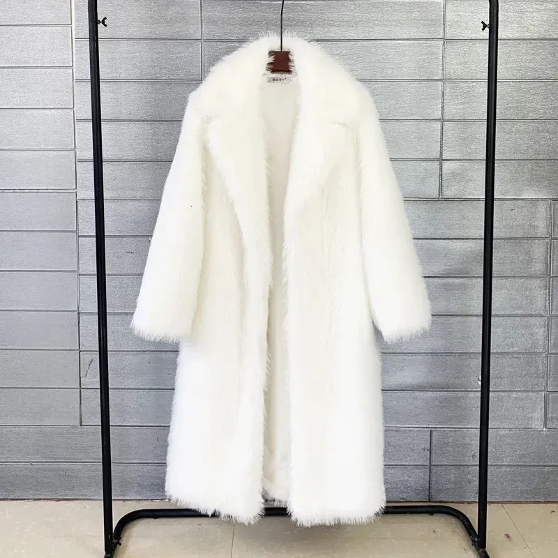 long white fur coat