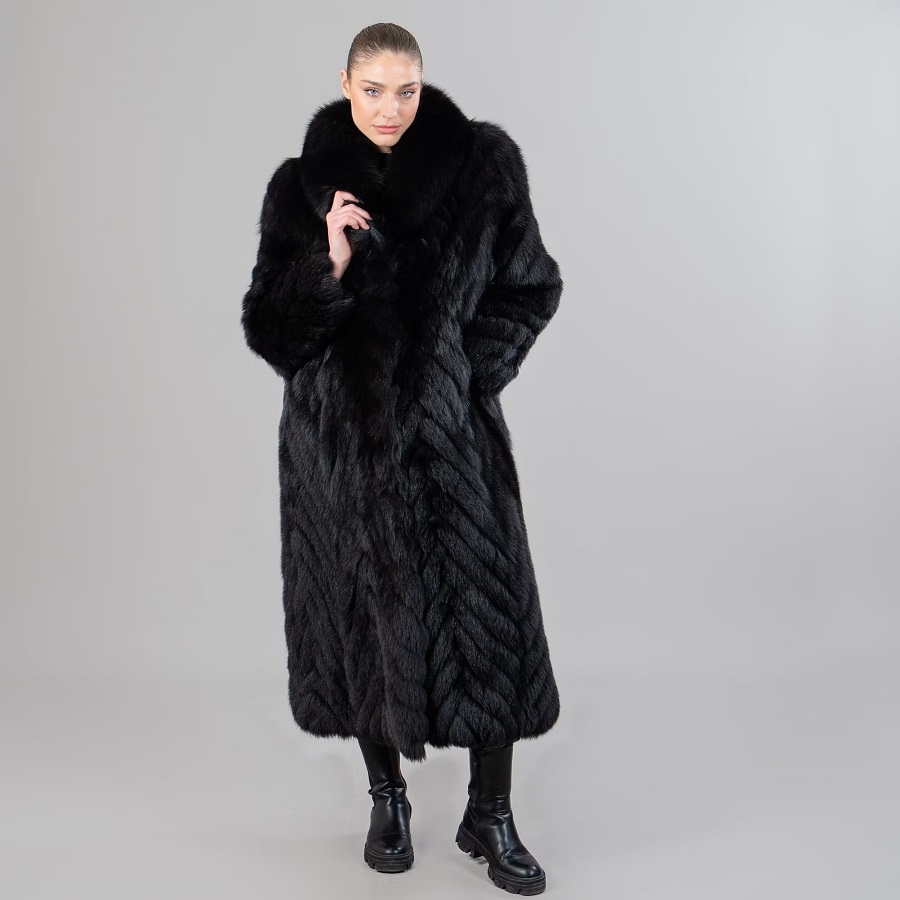 long black fur coat