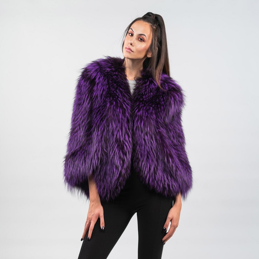 purple fur coat