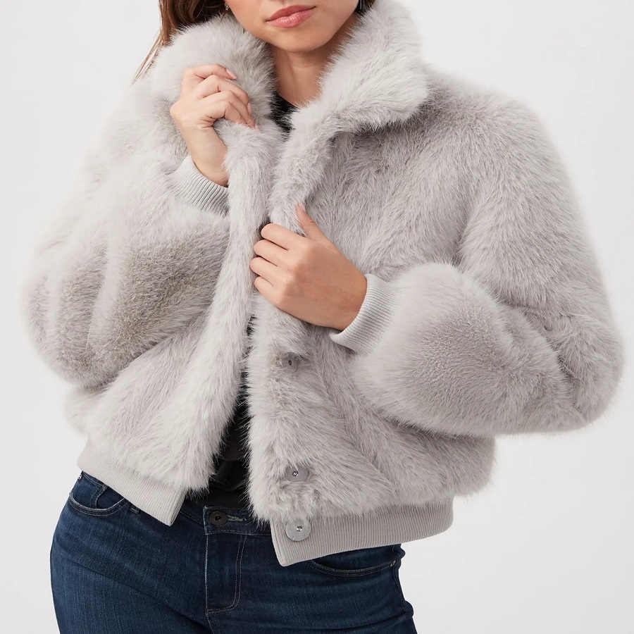 grey fur coat