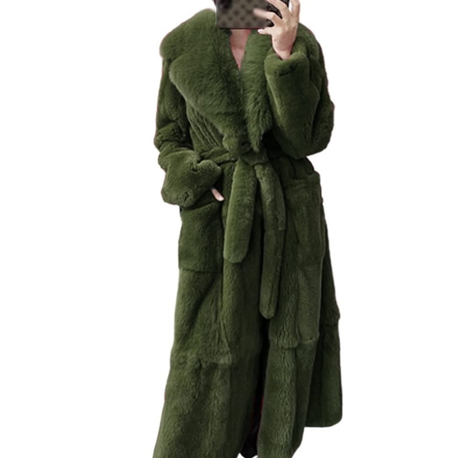 green fur coat