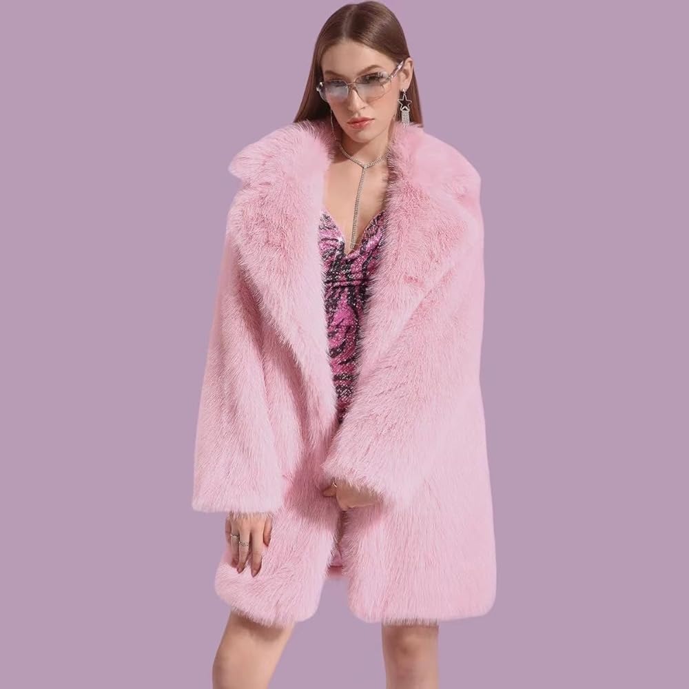 pink faux fur coat