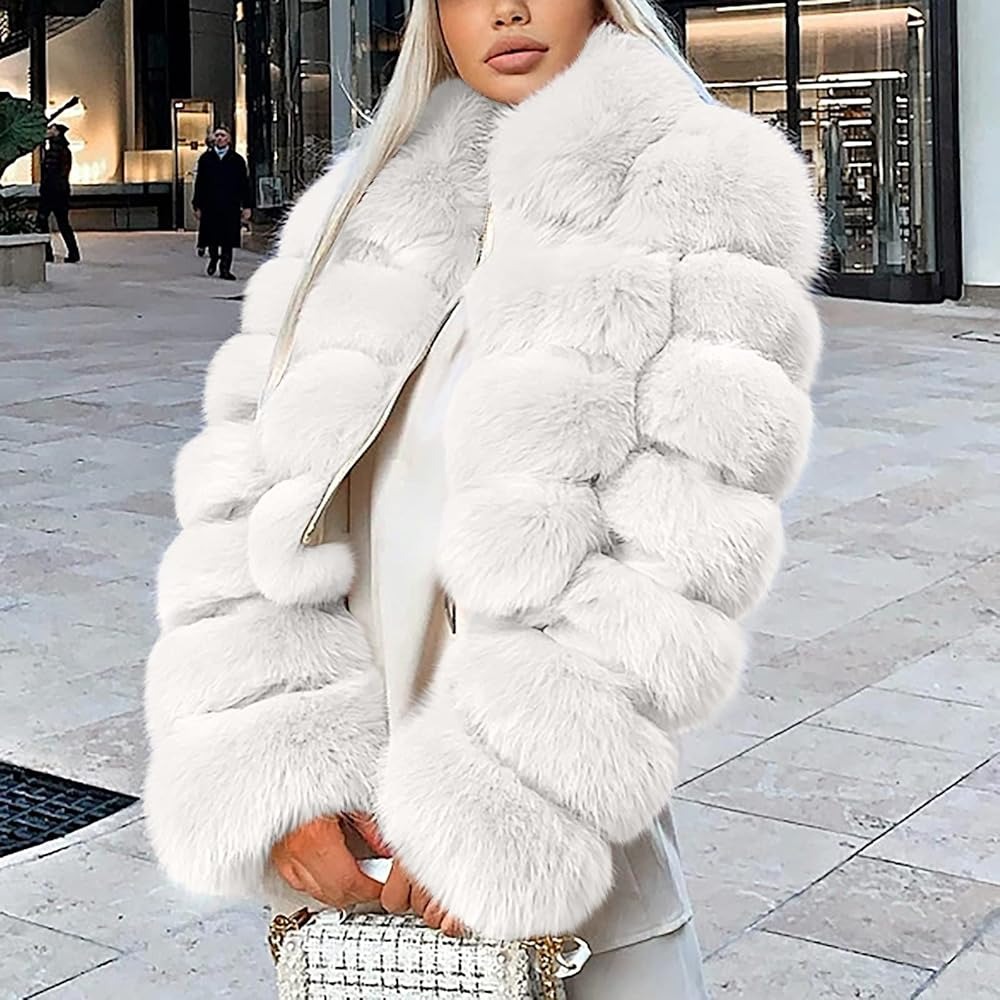 white fur coat