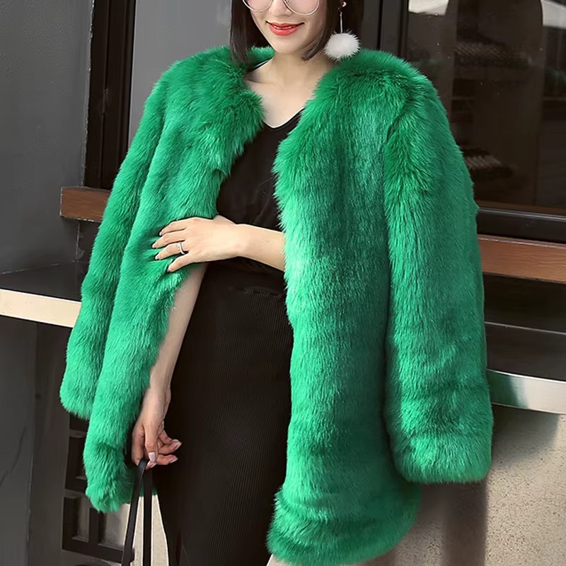 green fur coat