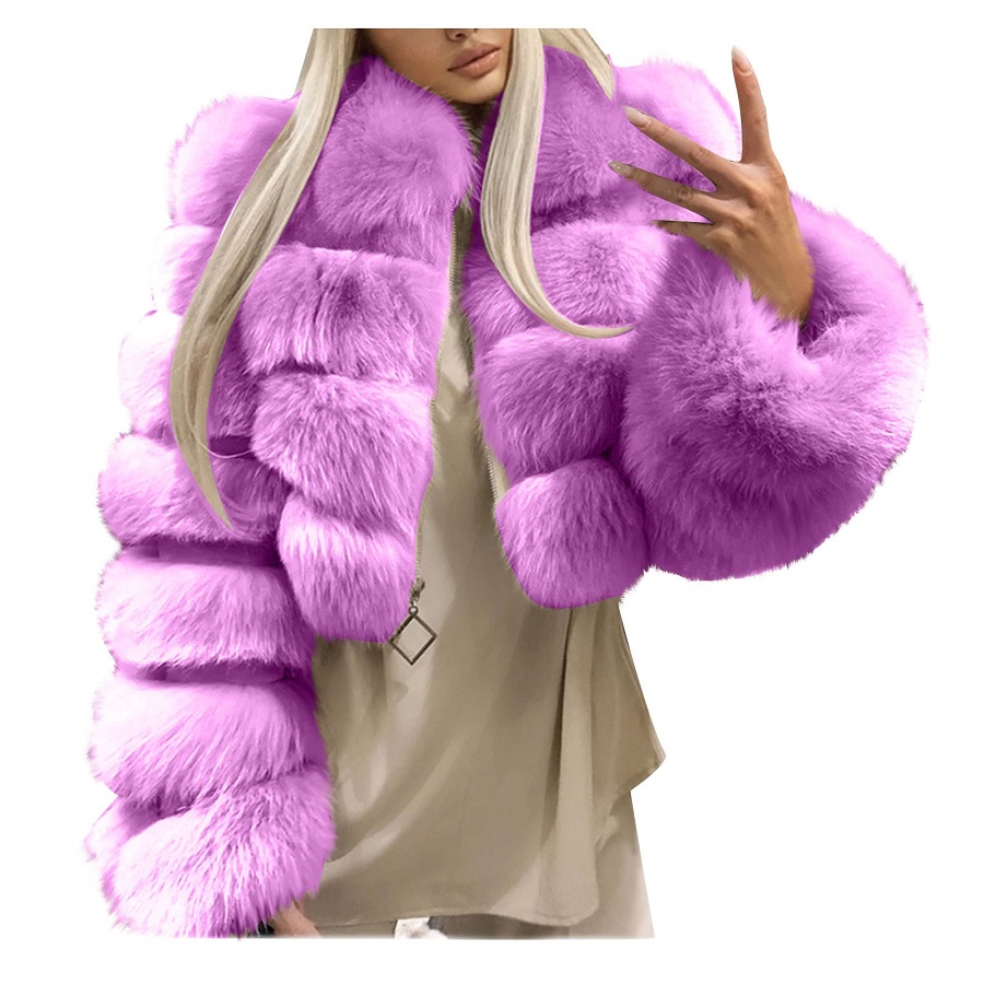 purple fur coat