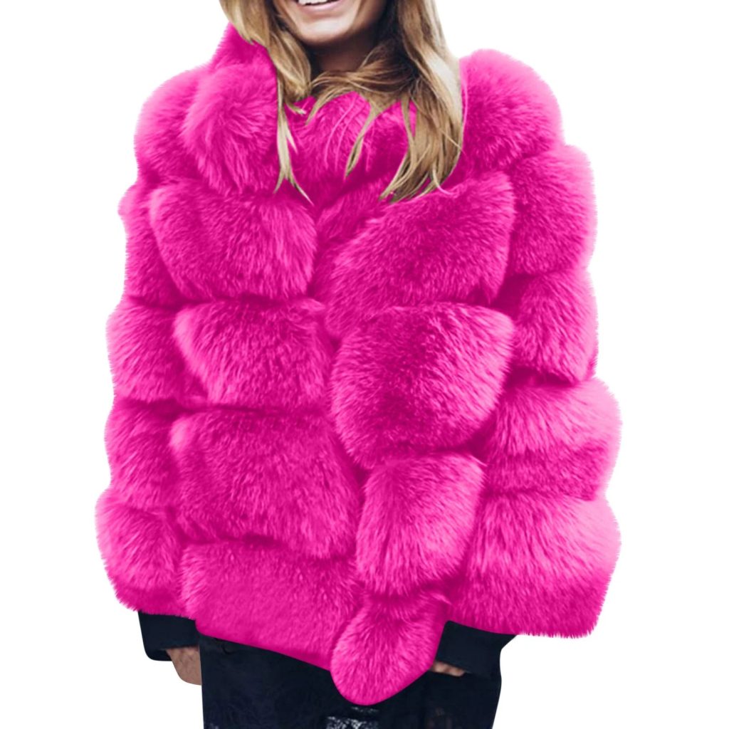 pink faux fur coat