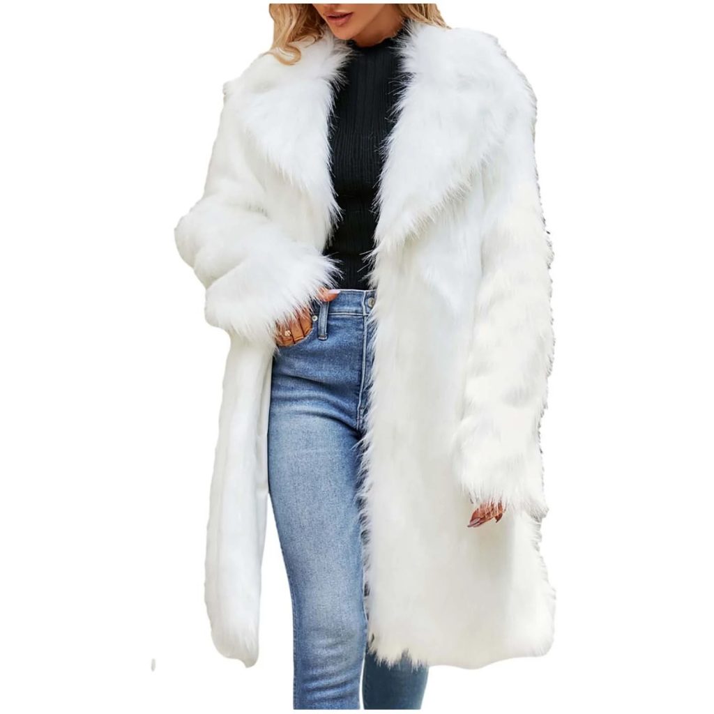 white fur coat