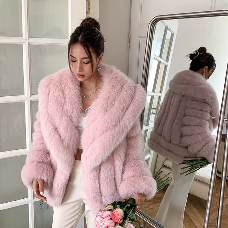 pink faux fur coat