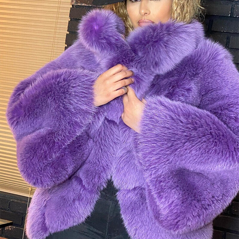 purple fur coat